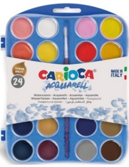 ESTUCHE PLASTICO 24 ACUARELAS CARIOCA WATERCOLORS