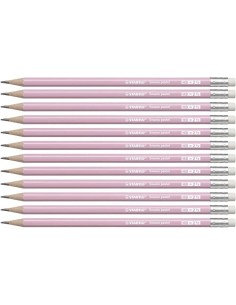 STABILO LAPIZ GRAFITO CON GOMA SWANO PASTEL ROSA -12U-