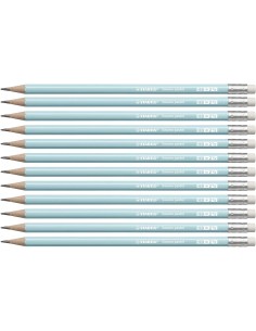 STABILO LAPIZ GRAFITO CON GOMA SWANO PASTEL AZUL -12U-