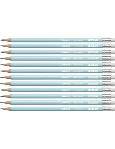 STABILO LAPIZ GRAFITO CON GOMA SWANO PASTEL AZUL -12U-