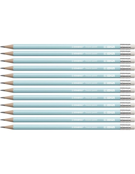 STABILO LAPIZ GRAFITO CON GOMA SWANO PASTEL AZUL -12U-