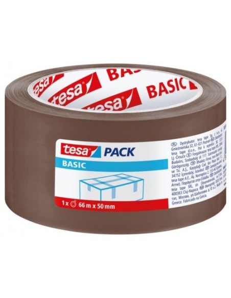 Pack 6 rollos cinta adhesiva para embalaje marron pp 66mx50mm