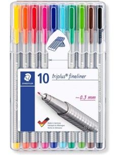 ESTUCHE 10 ROTULADORES COLORES TRIPLUS FINELINER 334