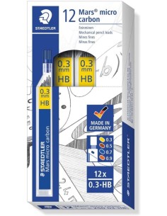 C 12 TUBOS MINAS 03MM HB MARS MICRO CARBON STAEDTLER