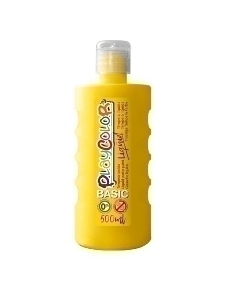 BOTE ERG. TEMPERA LIQ. PLAYCOLOR 500ML AMARILLO 19351 - Pack de 6 unidades