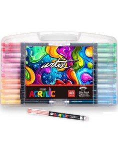 Estuche plastico 48 rotuladores acrilicos real brush colores surtidos