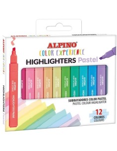 Estuche 12 marcadores fluorescentes alpino color experience colores pastel