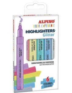 Estuche 6 marcadores alpino color experience colores glitter surtidos