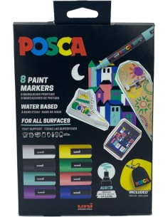 Estuche 8 rotuladores uni posca pm5 bolsa de tela posca de regalo