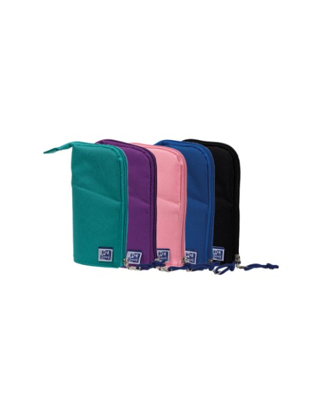400174354 caja de lápices Estuche suave Poliéster Negro, Lila, Color menta, Marina, Rosa - Pack de 12 unidades