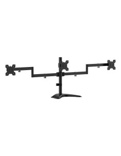 Soporte de mesa con peana eco giratorio e inclinable para 3 monitores 10kg (3 Pivotes, 2 Brazos) de 13-27, Negro