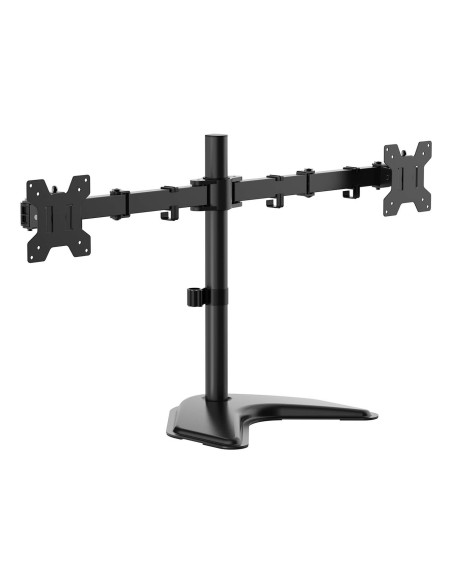 Soporte de mesa con peana eco giratorio e inclinable para monitor/TV 10kg (3 Pivotes, 2 Brazos) de 17-32, Negro