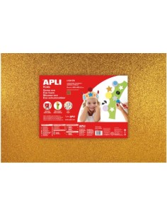 PACK 3 LAMINAS GOMA EVA PURPURINA ORO 40X60 2MM