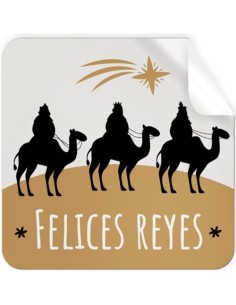 ROLLO 250 ETIQUETAS CUADRADA REYES MAGOS NAVIDAD