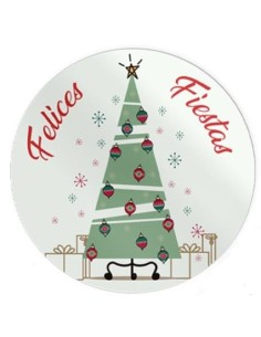 ROLLO 250 ETIQUETAS REDONDA FELICES FIESTAS NAVIDAD