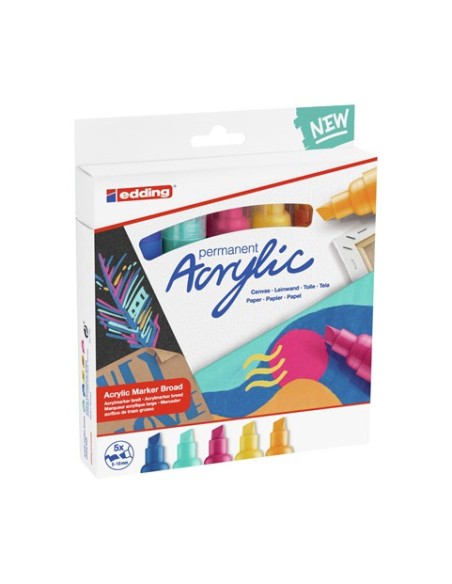 5000 Acrylic Marker Broad marcador permanente Punta de cincel Azul, Naranja, Púrpura, Turquesa, Amarillo 5 pieza(s)