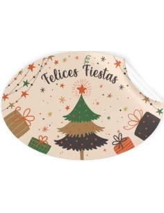 ROLLO 250 ETIQUETAS OVALADAS FELICES FIESTAS