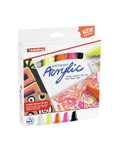 5000 Acrylic Marker Broad marcador permanente Punta de cincel Negro, Naranja, Rosa, Blanco, Amarillo 5 pieza(s)