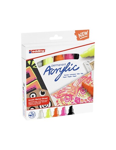 5000 Acrylic Marker Broad marcador permanente Punta de cincel Negro, Naranja, Rosa, Blanco, Amarillo 5 pieza(s)