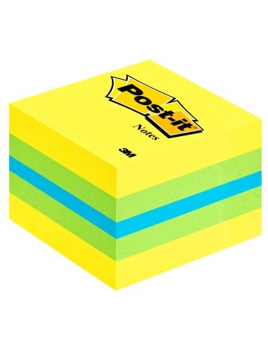 Post-it 2051L nota autoadhesiva Plaza Azul, Verde, Turquesa, Amarillo 400 hojas Autoadhesivo