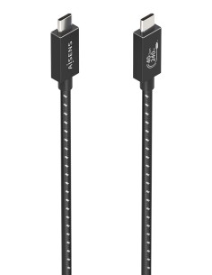 Cable USB4 Gen3x2 Aluminio 40Gbps 8K@60Hz 5A 48V 240W E-Mark, Tipo USB-C/M-USB-C/M, Negro, 0.5m