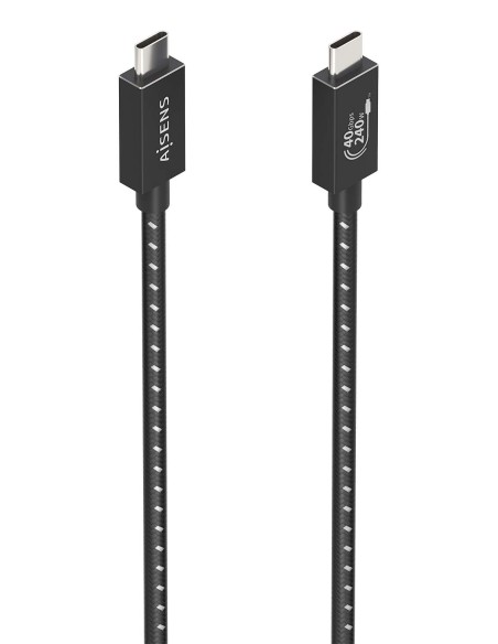 Cable USB4 Gen3x2 Aluminio 40Gbps 8K@60Hz 5A 48V 240W E-Mark, Tipo USB-C/M-USB-C/M, Negro, 1.0m