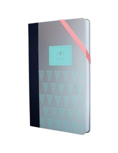 MILAN LIBRETA PAPERBOOK MEDIANA 208 PAG CIERRE CON GOMA 21X14,6X1,6 CM SILVER TURQUESA -PACK 5U-