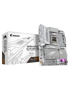 X870 AORUS ELITE WIFI7 ICE Placa Base - Compatible con CPUs AMD Ryzen 9000, 16+2+2 fases VRM digital, hasta 8000MHz DDR5 (OC), 3