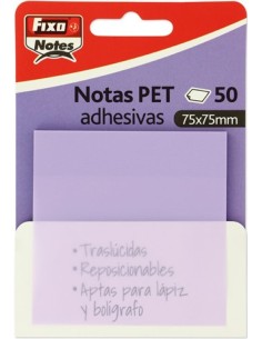BLOC 50 NOTAS ADHESIVAS TRANSLUCIDAS 75X75 LAVANDA