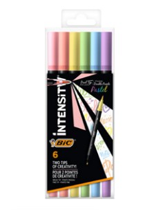 Intensity Dual tip marcador 6 pieza(s) Punta de pincel Azul claro, Verde claro, Rosa claro, Melocotón, Violeta, Amarillo