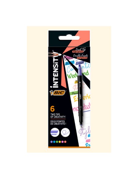Intensity Dual Tip marcador 6 pieza(s) Punta de cincel/fina Azul, Verde, Melocotón, Rosa, Violeta, Amarillo