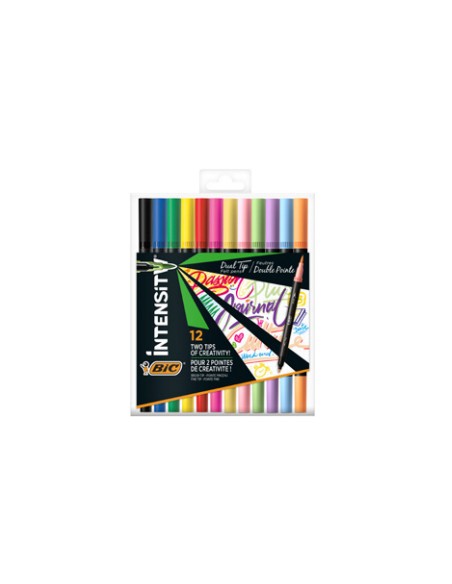Intensity Dual Brush Fasermaler marcador 12 pieza(s) Punta de pincel Negro, Azul, Verde, Azul claro, Verde claro, Rosa claro, Na