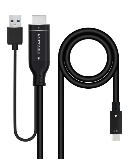 Cable Conversor HDMI a USB-C, Negro, 1.8 m