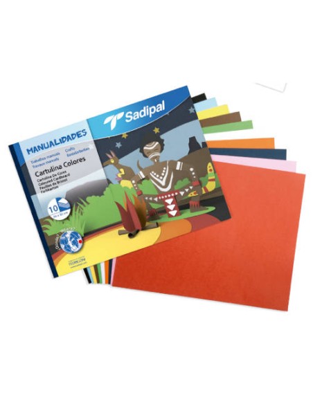 BLOC 10 CARTULINAS DE COLORES 32X24 CM. COLORES SURTIDOS SADIPAL 05980