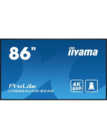 LH8664UHS-B2AG pantalla de señalización Pantalla plana para señalización digital 2,18 m (86") Wifi 500 cd / m² 4K Ultra HD Negro