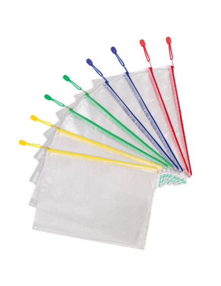 PACK DE 8 BOLSAS ZIPPER MULTIUSOS PVC - CON CIERRE CREMALLERA A4 SURTIDO TARIFOLD 509009