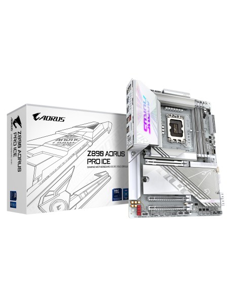 Placa base Z890 AORUS PRO ICE - Compatible con CPUs Intel Core Ultra (Serie 2), VRM de 16+1+2 fases, hasta 9500MHz DDR5 (OC), 1x