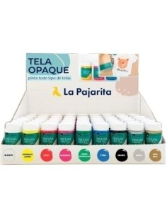 Expositor 54 pintura para tela opaca la pajarita 35ml con 9 colores