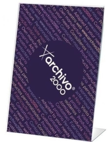 EXPOSITOR DE SOBREMESA FORMA L A8 VERTICAL 35X55X75MM