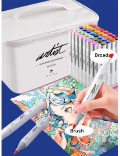 Estuche 120 rotuladores professional brush doble punta colores surtidos