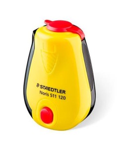 STAEDTLER AFILALÁPICES CON DEPÓSITO DISEÑO NORIS AMARILLO/NEGRO SURTIDO -CAJA 12U-