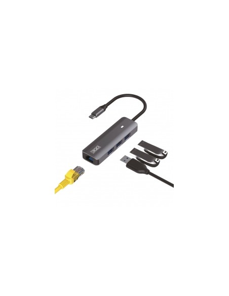 HUB37PETHC base para portátil y replicador de puertos Alámbrico USB 3.2 Gen 1 (3.1 Gen 1) Type-C Gris