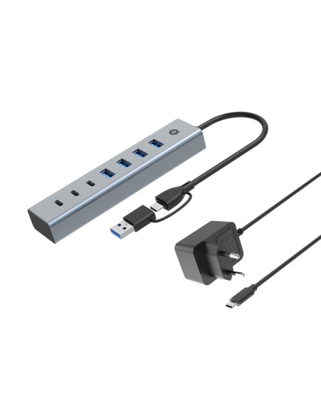 HUBBIES20GP hub de interfaz USB 3.2 Gen 1 (3.1 Gen 1) Type-C 5000 Mbit/s Gris