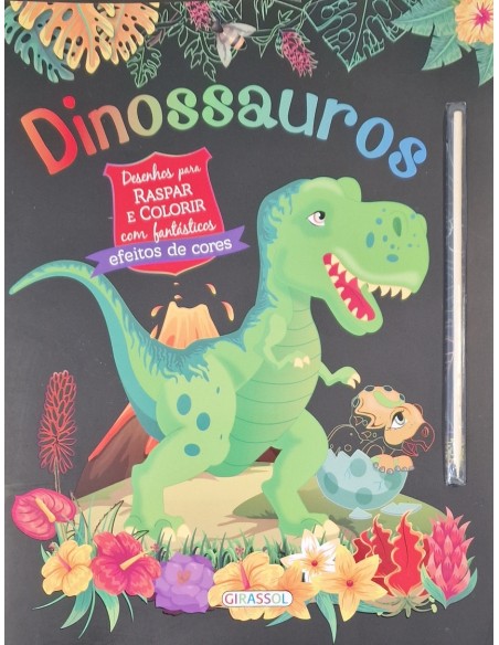 Dinossauros desenhos para raspar e colorir