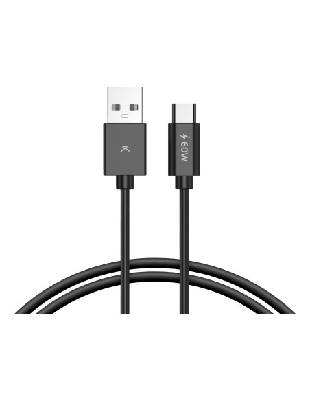 Cable de carga y datos USB-A a USB-C 60 W, USB 3.0, Compatible Power Delivery, Carga ultra rápida, 2 m, Negro
