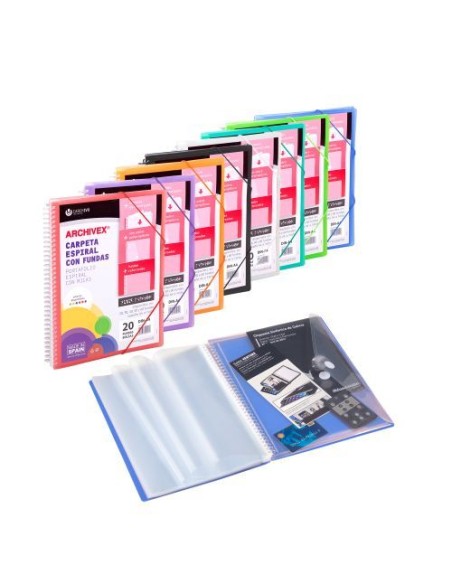 CARPETA ARCHIVEX-STAR ESPIRAL CANGURO 60 FUNDAS COLOR NEGRO CARCHIVO 53036006