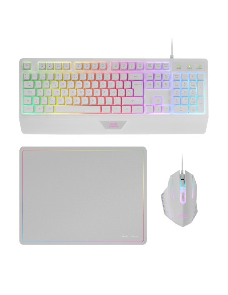MCP124W teclado Ratón incluido Juego USB QWERTY Español Blanco