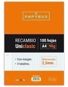 RECAMBIO PAPYRUS A4 100h MULTIT.MM C/M - Pack de 24 unidades