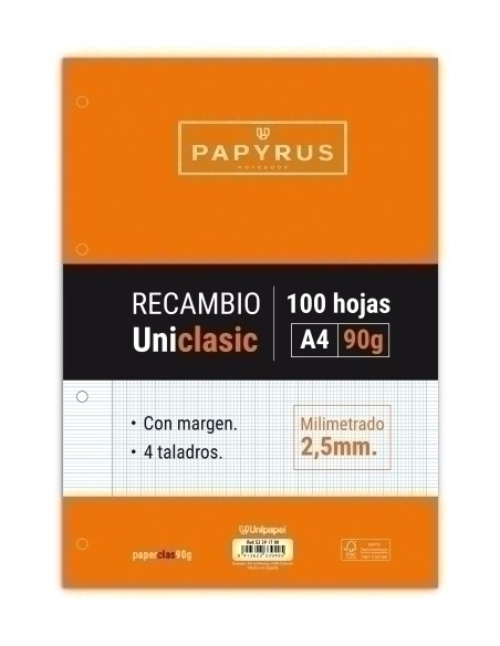 RECAMBIO PAPYRUS A4 100h MULTIT.MM C/M - Pack de 24 unidades