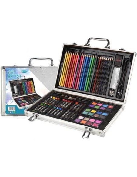 Maleta aluminio art studio artist con 80 piezas